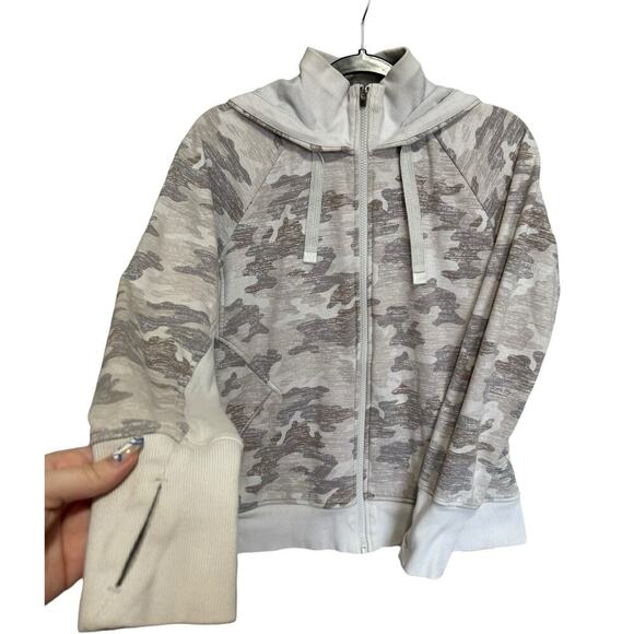 Athleta Triumph Hoodie Sweatshirt Full Zipper Camo Print Gray Size Medium - Picture 5 of 10